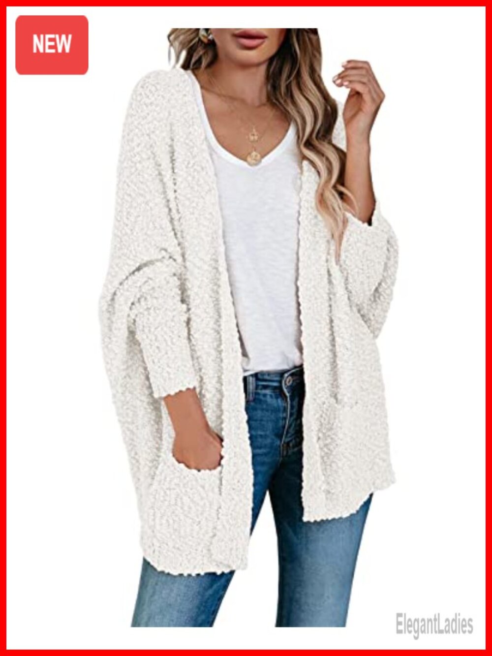 Popcorn Knit Chunky Batwing Cardigan Oversized Cocoon Sweater